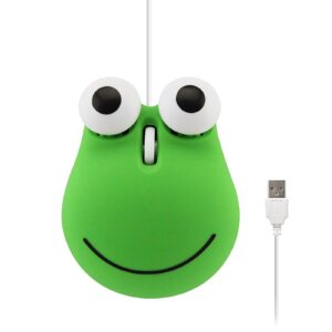 Sokelinn-six Wired Cute Mouse, USB Wired Mause for Kids with Lovely Cartoon Shaped, 1600PDI 3 Buttons Ergonomic Mini Mice for PC Laptop Desktop (Green Frog)