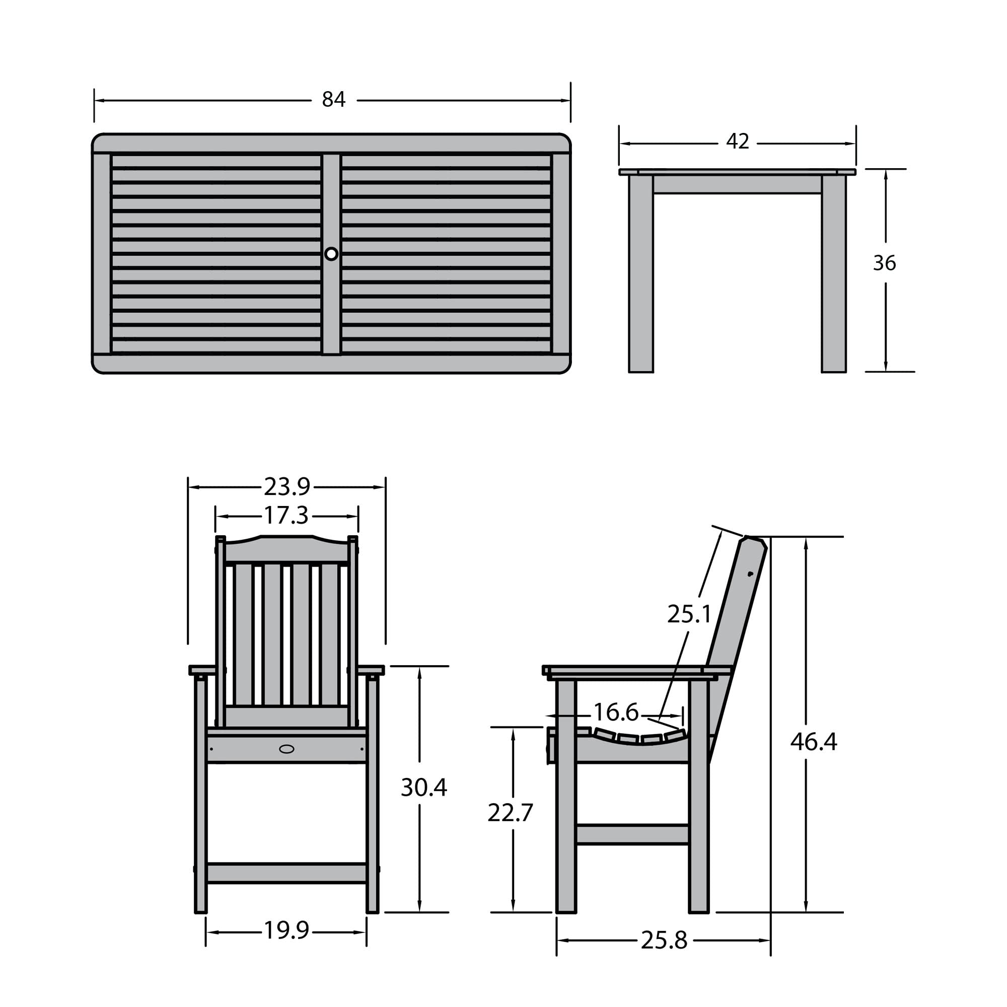 Sequoia Professional CM-ST7SQ48LC-NBE Springville 7pc 42x84 Counter Height Dining Set, Nantucket Blue