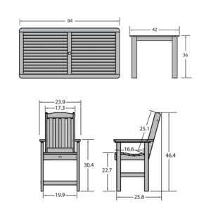 Sequoia Professional CM-ST7SQ48LC-CGE Springville 7pc 42x84 Counter Height Dining Set, Coastal Teak