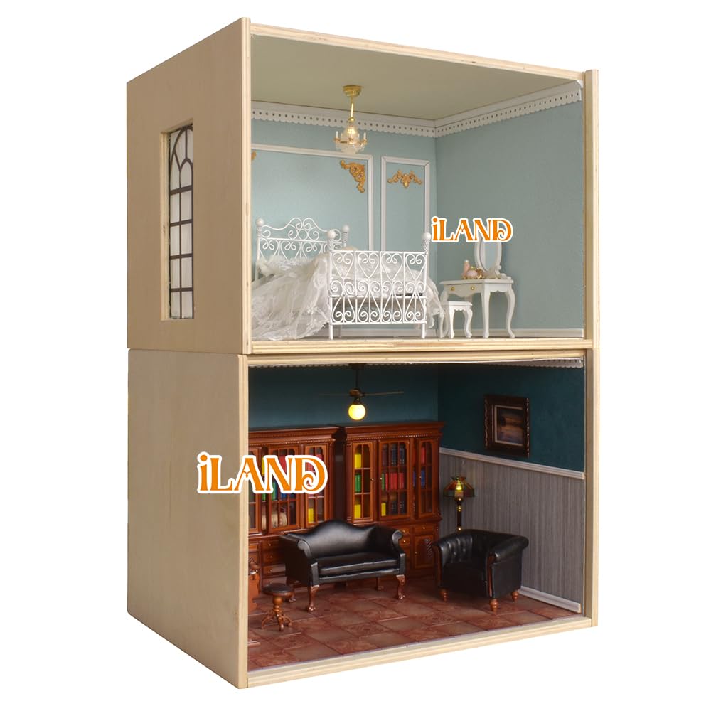 iLAND Large Display Box, Diorama Box, Wooden Display Case for Collectibles, Quick-Build Unfinished 15.7“ x 11” x 11“ with Transparent Front Suitable for Dollhouse, Figures, Diorama