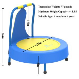 LANGXUN Rocket-Themed Mini Trampoline for Kids 6 Months to 4 Years - Indoor Trampoline Toys for Baby Boys' Birthdays