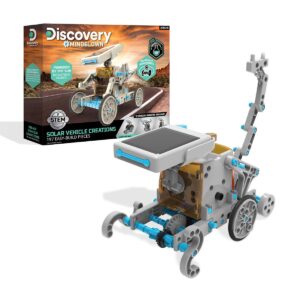 discovery #mindblown stem 12-in-1 solar robot creation 197-piece kit with working solar powered motorized engine and gears, construction engineering set for ages 8 and up