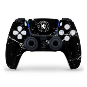 head case designs officially licensed chelsea football club black marble art vinyl faceplate sticker gaming skin decal cover compatible with sony playstation 5 ps5 dualsense controller