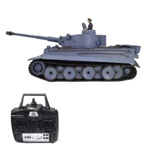 Adepe 2.4GHz 1/16 RC Tanks Simulation of Smoke Emission Sound Effect Army Tank Toys Simulation Remote Control Vehicles Model with Sound and Light RC Military Toys RTR for Kids (with Two Batteries)