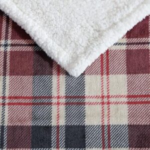 Eddie Bauer- Throw Blanket, Reversible Sherpa Fleece Bedding, Cozy Home Decor (Trailhead Plaid Red, Throw)