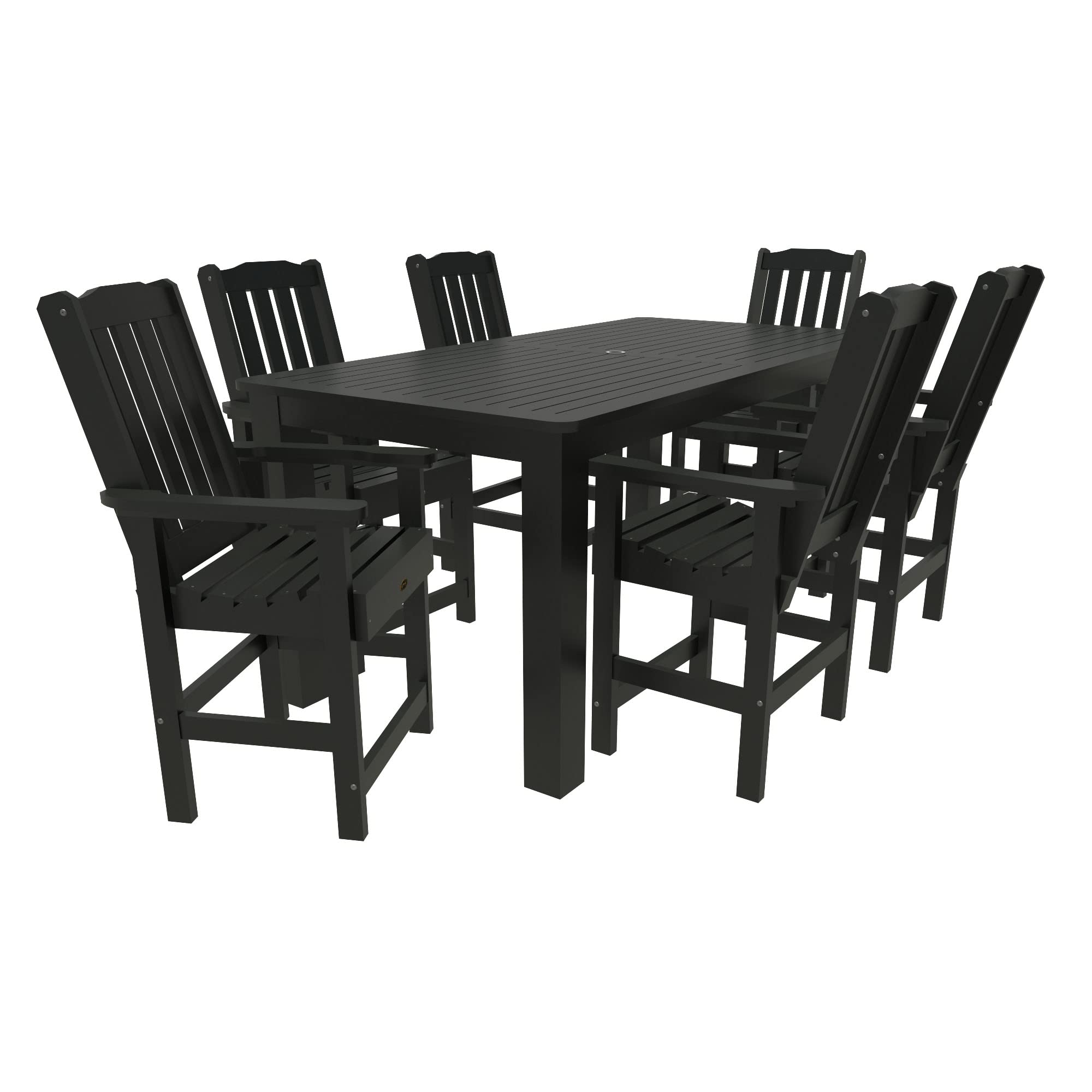 Sequoia Professional CM-ST7SQ48LC-BKE Springville 7pc 42x84 Counter Height Dining Set, Black