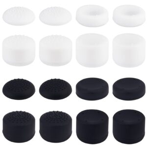 olycraft 16pcs thumb grips joystick cap analog stick cover silicone analog controller gamepad raised antislip thumb stick grips for ps5 ps4 xbox360 controller - black & white