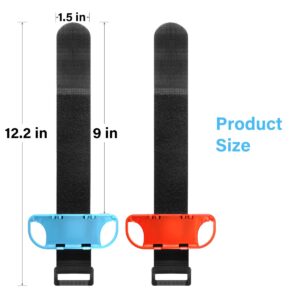 JoyHood 2 Pack Wrist Band Straps compatible with Dance Game 2022 2021 2020 2019 & Zumba Burn It Up for Switch/Switch OLED Joy-Con, Adjustable Elastic Strap Switch Controller Accessories (Red & Blue)