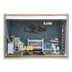 iLAND Large Display Box, Diorama Box, Wooden Display Case for Collectibles, Quick-Build Unfinished 15.7“ x 11” x 11“ with Transparent Front Suitable for Dollhouse, Figures, Diorama