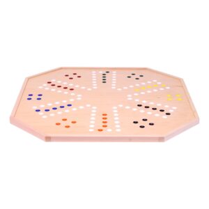 AmishToyBox.com Wooden Marble Chase (Cards N' Marbles) Board Game Set - Large 25" Wide Board - Double-Sided - Includes 1" Marbles and Playing Cards