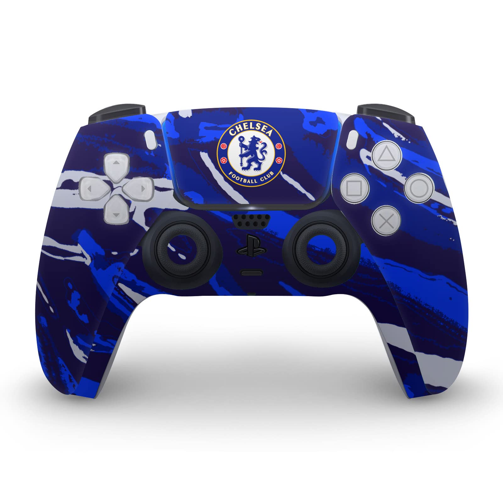 Head Case Designs Officially Licensed Chelsea Football Club Abstract Brush Art Vinyl Faceplate Gaming Skin Decal Compatible With Sony PlayStation 5 PS5 Digital Edition Console and DualSense Controller