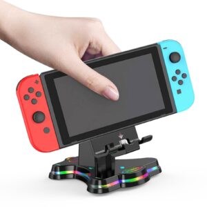 dyonder charger dock for switch, switch lite, switch oled, portable foldable, switch adjustable rgb charging stand station, with type c charger port