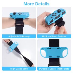 JoyHood 2 Pack Wrist Band Straps compatible with Dance Game 2022 2021 2020 2019 & Zumba Burn It Up for Switch/Switch OLED Joy-Con, Adjustable Elastic Strap Switch Controller Accessories (Red & Blue)