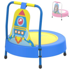 langxun rocket-themed mini trampoline for kids 6 months to 4 years - indoor trampoline toys for baby boys' birthdays