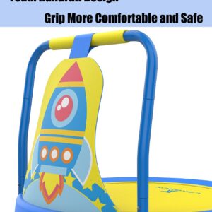 LANGXUN Rocket-Themed Mini Trampoline for Kids 6 Months to 4 Years - Indoor Trampoline Toys for Baby Boys' Birthdays