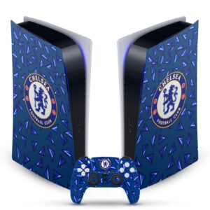 Head Case Designs Officially Licensed Chelsea Football Club Geometric Pattern Art Vinyl Faceplate Gaming Skin Decal Compatible With Sony PlayStation 5 PS5 Digital Console and DualSense Controller