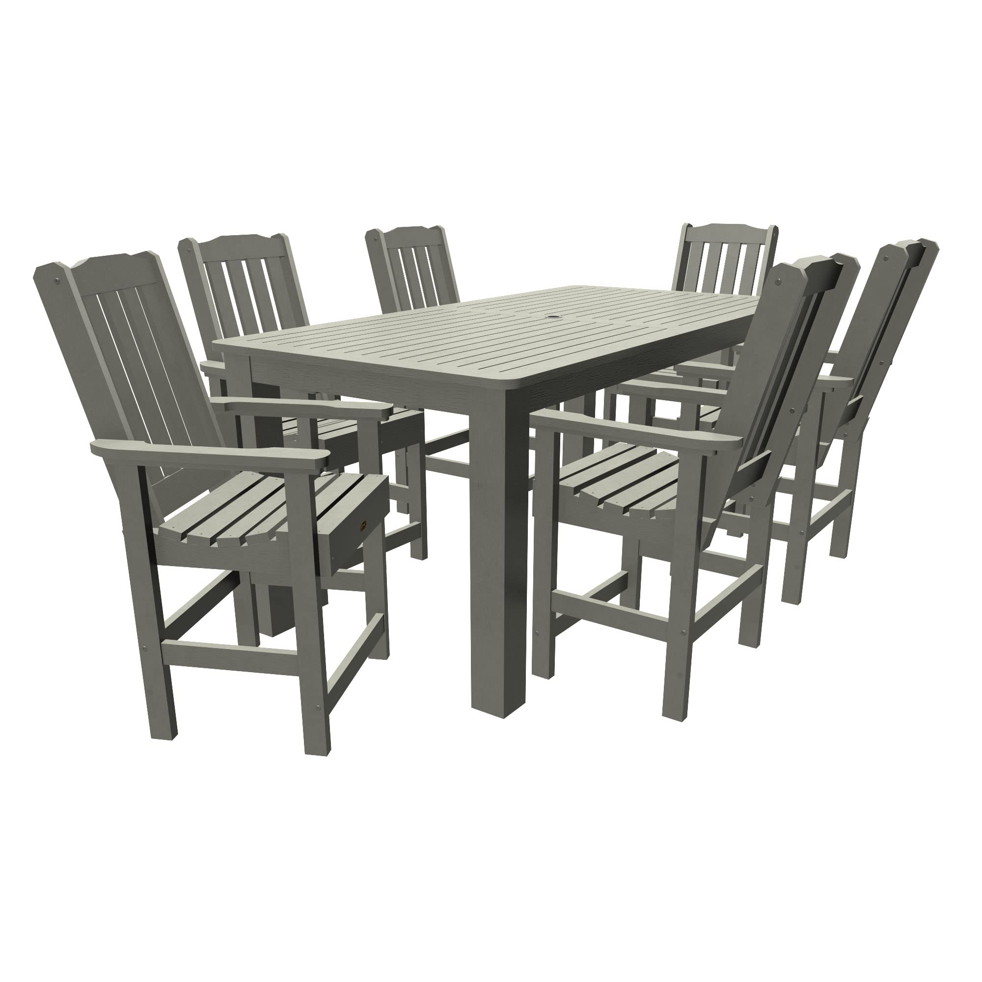 Sequoia Professional CM-ST7SQ48LC-CGE Springville 7pc 42x84 Counter Height Dining Set, Coastal Teak