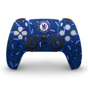 Head Case Designs Officially Licensed Chelsea Football Club Geometric Pattern Art Vinyl Faceplate Gaming Skin Decal Compatible With Sony PlayStation 5 PS5 Digital Console and DualSense Controller