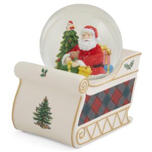 spode christmas tree - santa sleigh musical snow globe | christmas snow globes | plays “jolly old st. nicholas” | winter snow globe - made from durable glass | globe decor - 6.5"