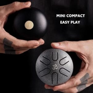 RnemiTe-amo Steel Tongue Drum 6 Notes 3.7 inch, Mini Micro Tongue Drum Percussion Instrument Handpan Drum, Mini Hand Drums Tank Drum-Musical Percussion Instrument, Concert Mind Healing Yoga G