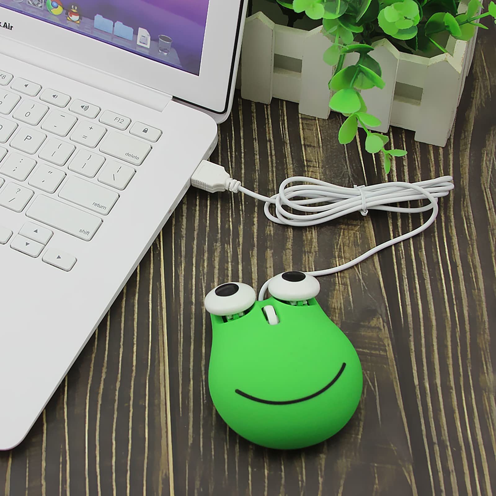 Sokelinn-six Wired Cute Mouse, USB Wired Mause for Kids with Lovely Cartoon Shaped, 1600PDI 3 Buttons Ergonomic Mini Mice for PC Laptop Desktop (Green Frog)