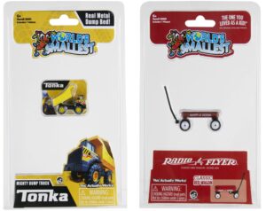 worlds smallest tonka dump truck and radio flyer classic red wagon set of 2