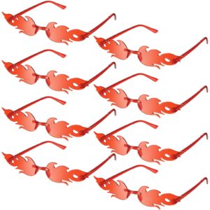 EBOOT 8 Pairs Fire Flame Glasses Rimless Fire Flame Sunglasses for Women Men Summer Beach Wedding Accessory (Red)