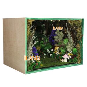 iLAND Large Display Box, Diorama Box, Wooden Display Case for Collectibles, Quick-Build Unfinished 15.7“ x 11” x 11“ with Transparent Front Suitable for Dollhouse, Figures, Diorama