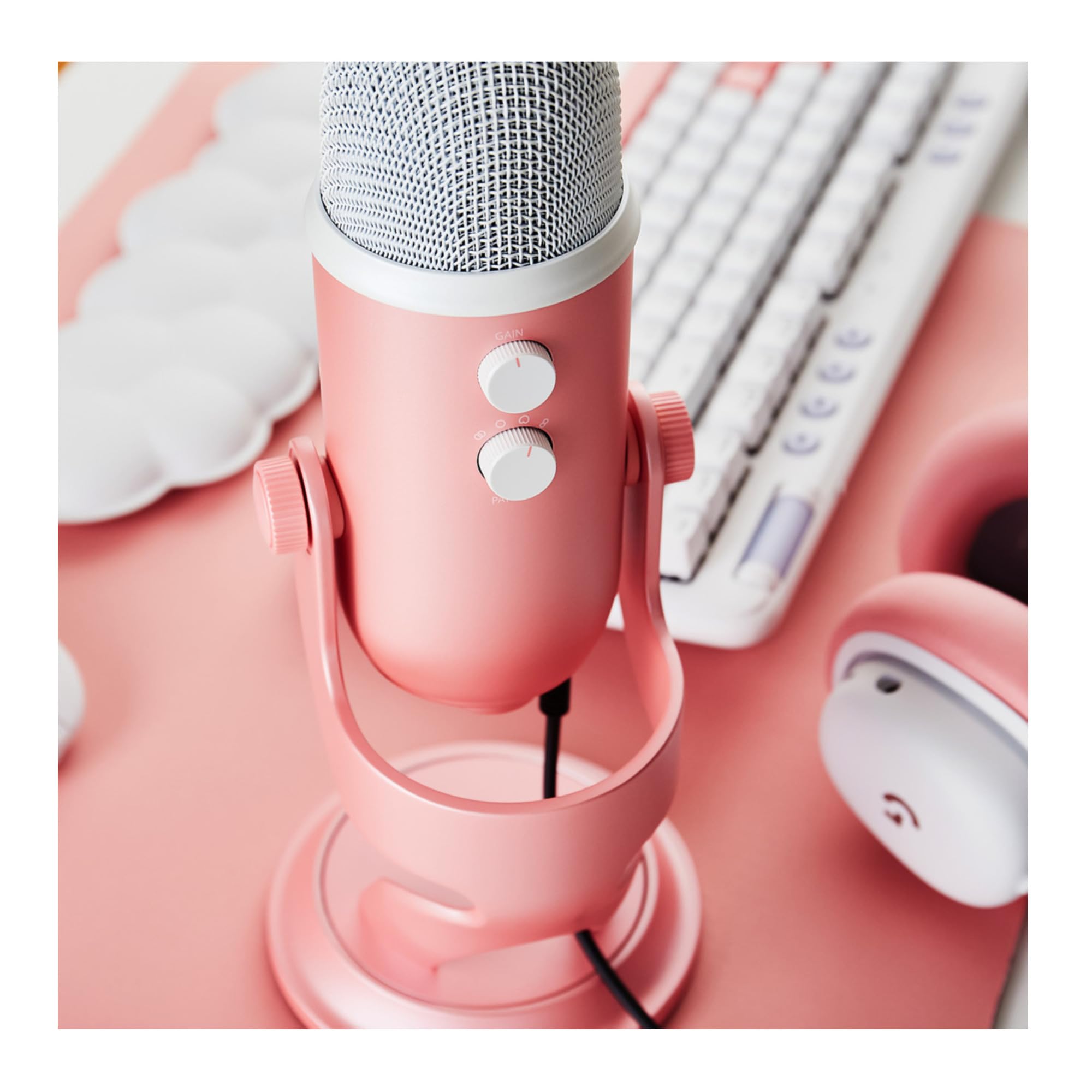 Blue Microphones Yeti USB Microphone Aurora Collection (Pink Dawn) Bundle with Monitor Headphones and Pop Filter (3 Items)