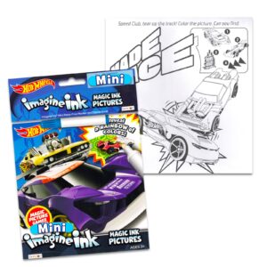 Monster Jam and Hot Wheels Magic Ink Coloring Book Set Kids Toddlers - Bundle with 2 Imagine Ink Coloring Books with Invisible Ink Pens, Racecar Stickers and Door Hanger