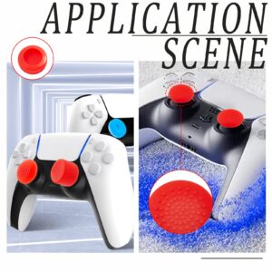 OLYCRAFT 16pcs Xbox Controller Stick Grips Antislip Thumb Grips Controller Grip Covers Antislip Silicone Replacement Gamepad Button Keycap Set Joystick Grip Caps Replacement for Xbox One-Red & Blue