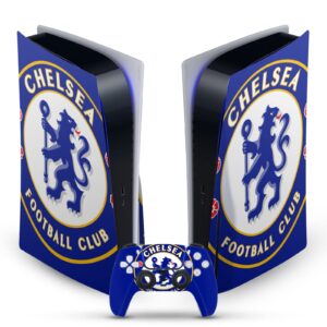 head case designs officially licensed chelsea football club oversize art vinyl faceplate sticker gaming skin decal compatible with sony playstation 5 ps5 disc edition console & dualsense controller