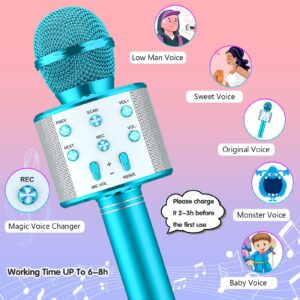 Kingci Kids Microphone, Girls Toy Microphones for Toddler Singing Bluetooth + 18 Pre-Loaded Nursery Rhymes, Birthday Gifts Toys Microphone for 3 4 5 6 7 8 9 10 12 Year Old Girls Boys