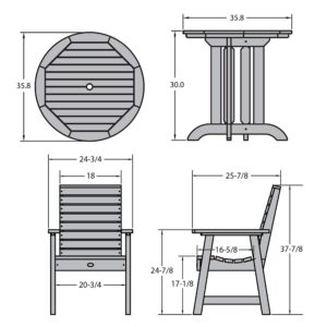 Sequoia Professional CM-ST3SQ36WD-ACE Glennville 3pc Round Dining Set, Weathered Acorn