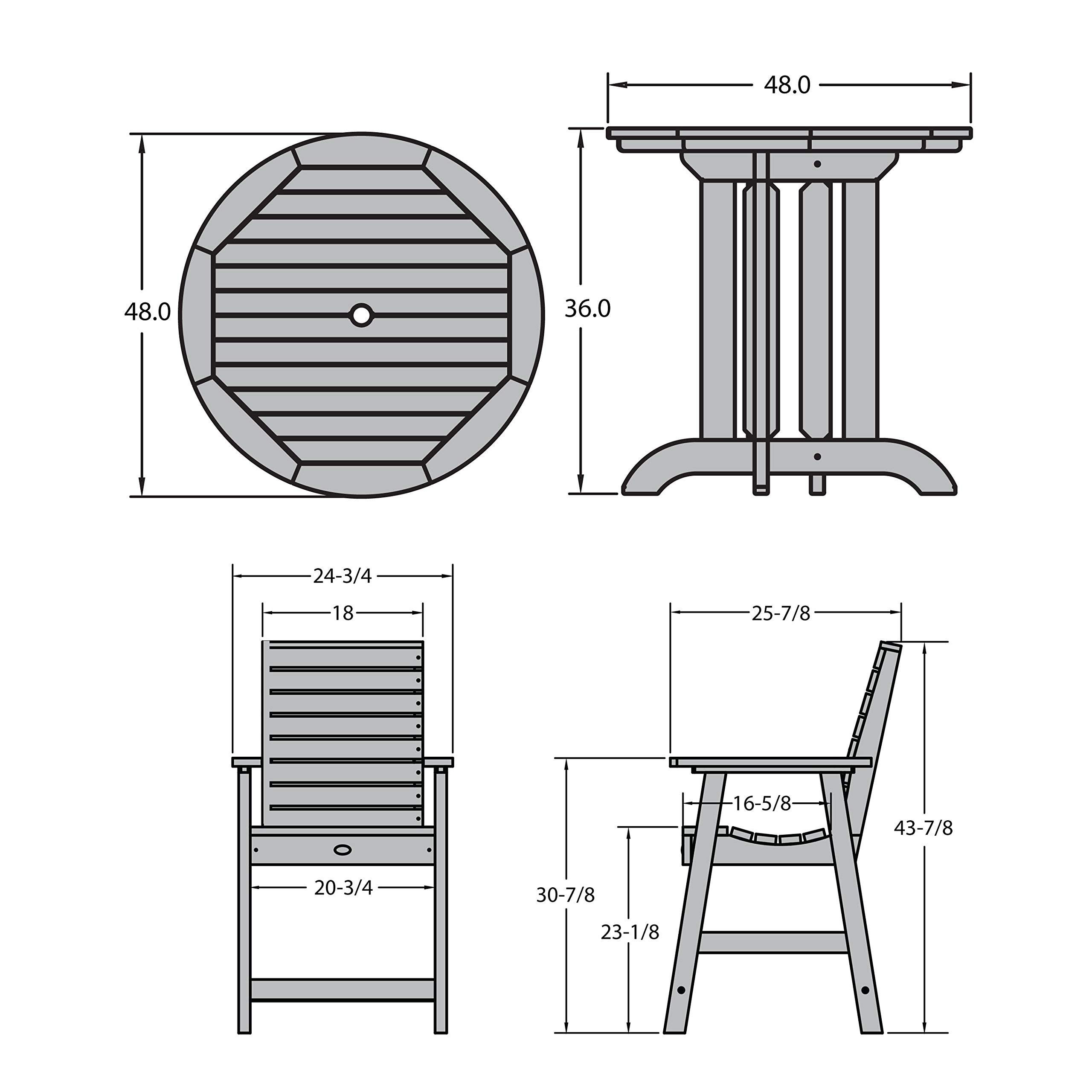 Sequoia Professional CM-ST3SQ48WC-CGE Glennville 5pc Round Counter Height Dining Set, Coastal Teak