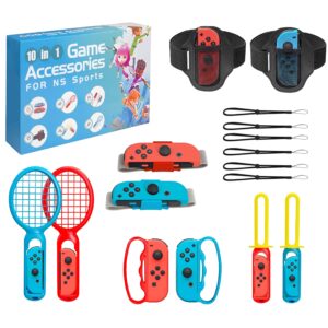 joyhood switch sports game accessories bundle fits switch/switch oled, 10 in 1 family party sports game accessories kit for joy-con controller, gifts for kids & adults