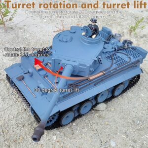 Adepe 2.4GHz 1/16 RC Tanks Simulation of Smoke Emission Sound Effect Army Tank Toys Simulation Remote Control Vehicles Model with Sound and Light RC Military Toys RTR for Kids (with Two Batteries)