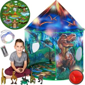 Dinosaur Pop Up Kids’ Play Tent by Toy To Enjoy Indoor & Outdoor, Boys & Girls Includes Remote Controlled Lights, Roar Sound Button & 6 Different Toys