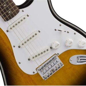 Squier Bullet Stratocaster HT SSS Electric Guitar, Brown Sunburst, Laurel Fingerboard & Professional Series Instrument Cable, Straight/Straight, Black, 10ft