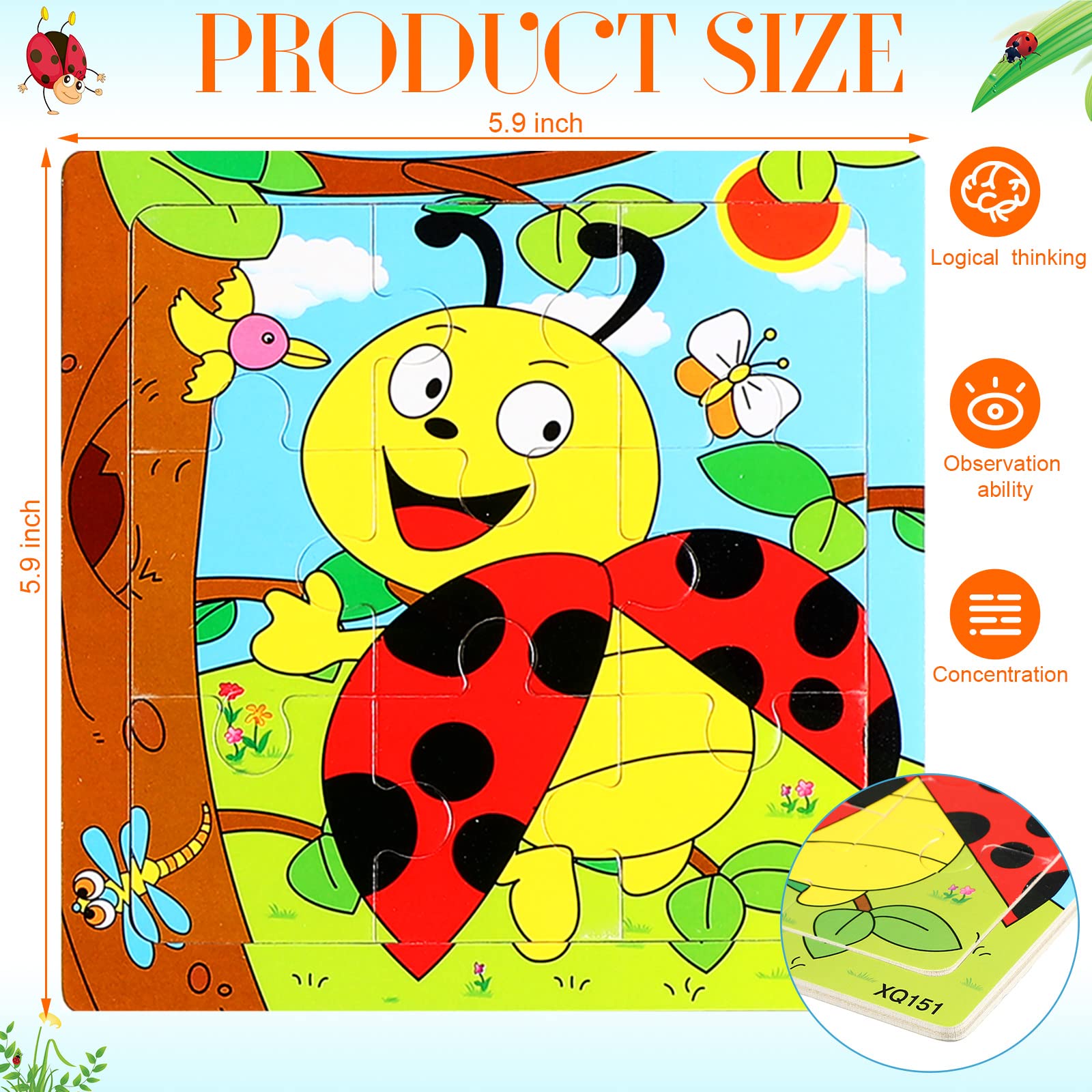 Yunsailing 40 Pack Wooden Puzzles for Kids Ages 3-5, Animals Jigsaw Puzzles for Toddlers Age 2-8, Preschool Educational and Learning Puzzles Gifts for Kids Christmas Birthday Party