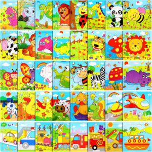 Yunsailing 40 Pack Wooden Puzzles for Kids Ages 3-5, Animals Jigsaw Puzzles for Toddlers Age 2-8, Preschool Educational and Learning Puzzles Gifts for Kids Christmas Birthday Party