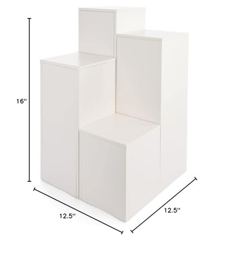 Displays2go Tall Pedestal Display Set, Four Sizes, Particle Board Construction, Melamine Finish - White (WDCUBEWHT0)