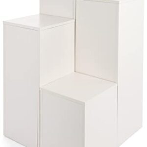 Displays2go Tall Pedestal Display Set, Four Sizes, Particle Board Construction, Melamine Finish - White (WDCUBEWHT0)