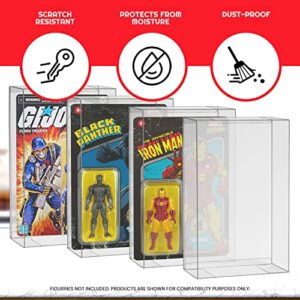 EVORETRO Action Figure Protective Display Case for 3.75 inches Star Wars, Marvel Legends & GI Joe Carded Toy Figurine - 10 Pack - Clear Thick PET Plastic Case Protector - Shallow, 30MM