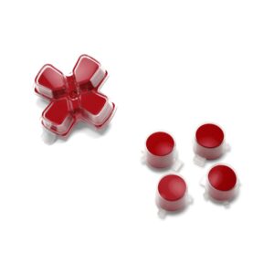 eXtremeRate Two-Tone Carmine Red & Clear Custom Dpad Action Buttons Replacement No Letter Imprint D-pad Face Buttons Compatible with ps5 Controller