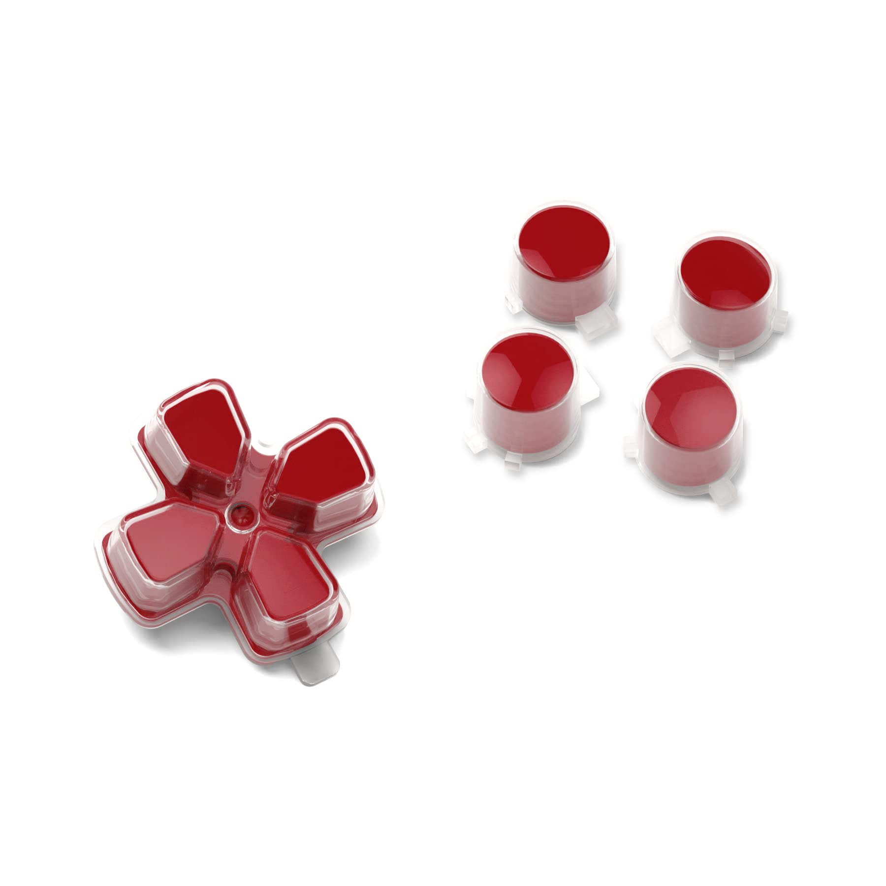 eXtremeRate Two-Tone Carmine Red & Clear Custom Dpad Action Buttons Replacement No Letter Imprint D-pad Face Buttons Compatible with ps5 Controller