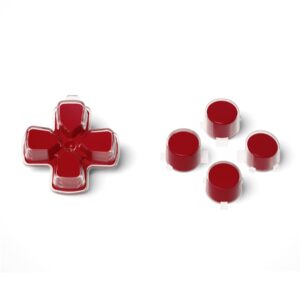 eXtremeRate Two-Tone Carmine Red & Clear Custom Dpad Action Buttons Replacement No Letter Imprint D-pad Face Buttons Compatible with ps5 Controller