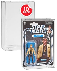 evoretro action figure protective display case for 3.75 inches star wars, marvel legends & gi joe carded toy figurine - 10 pack - clear thick pet plastic case protector - shallow, 30mm