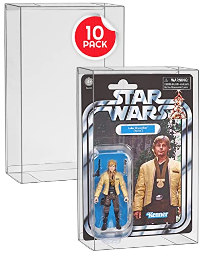 EVORETRO Action Figure Protective Display Case for 3.75 inches Star Wars, Marvel Legends & GI Joe Carded Toy Figurine - 10 Pack - Clear Thick PET Plastic Case Protector - Shallow, 30MM