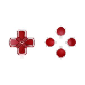 eXtremeRate Two-Tone Carmine Red & Clear Custom Dpad Action Buttons Replacement No Letter Imprint D-pad Face Buttons Compatible with ps5 Controller